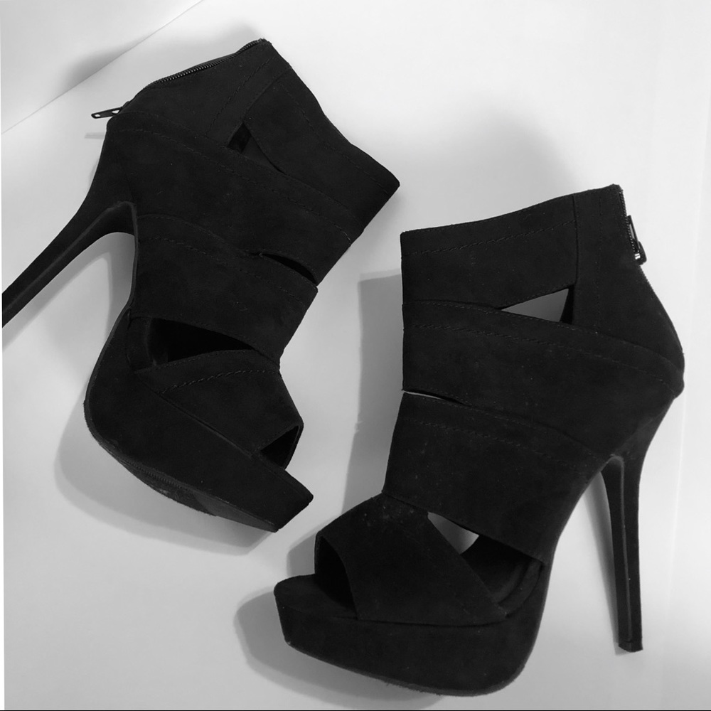 Black suede high heel stilettos NEW!